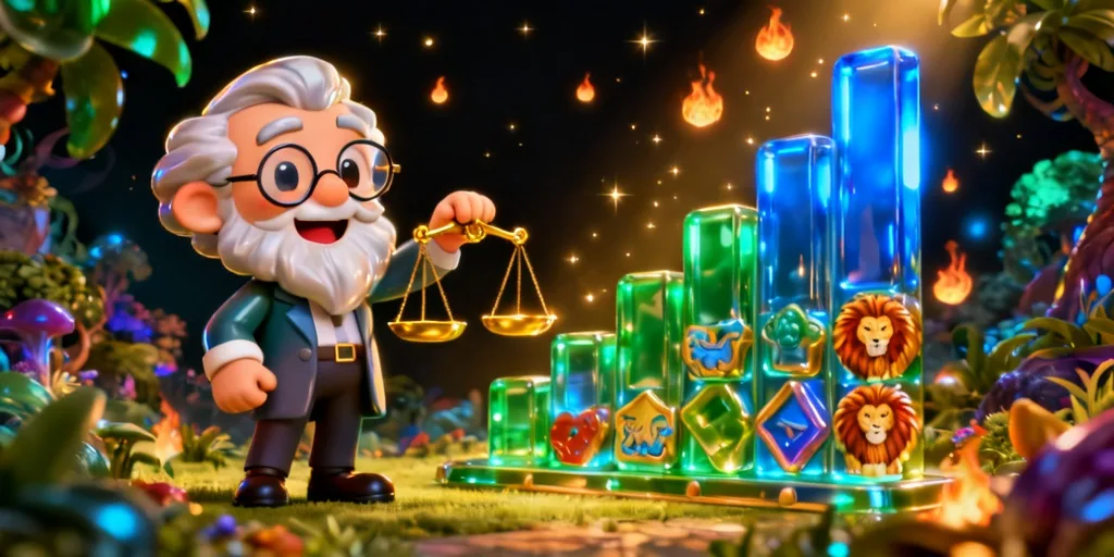 กราฟิกแสดงความผันผวนของเกม 5 ราชสีห์ เมกะเวย์ลุ้นโชค